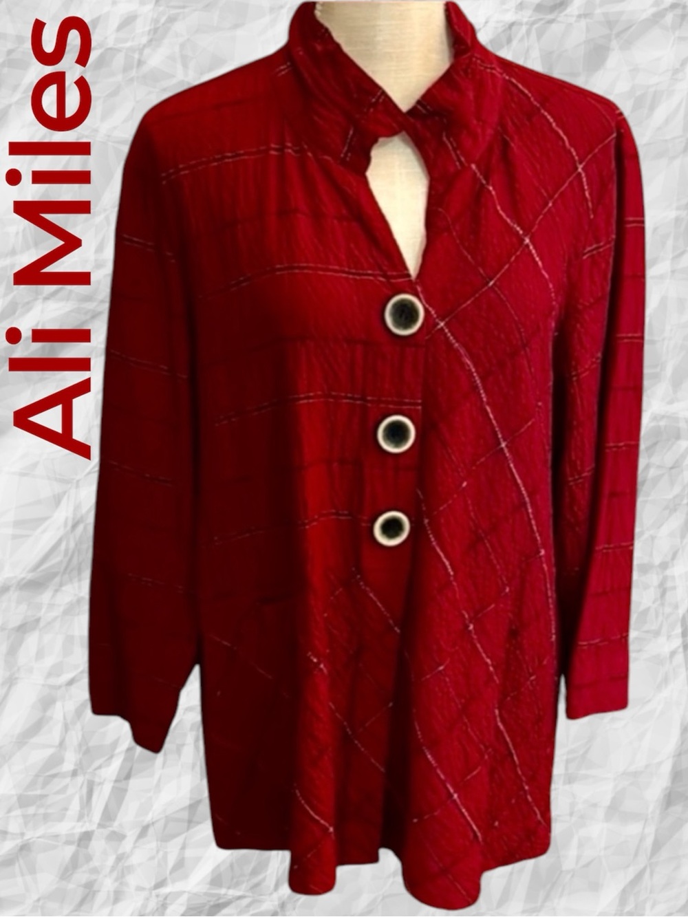 Ali Miles -Sz L- Button-Accent Women's Top